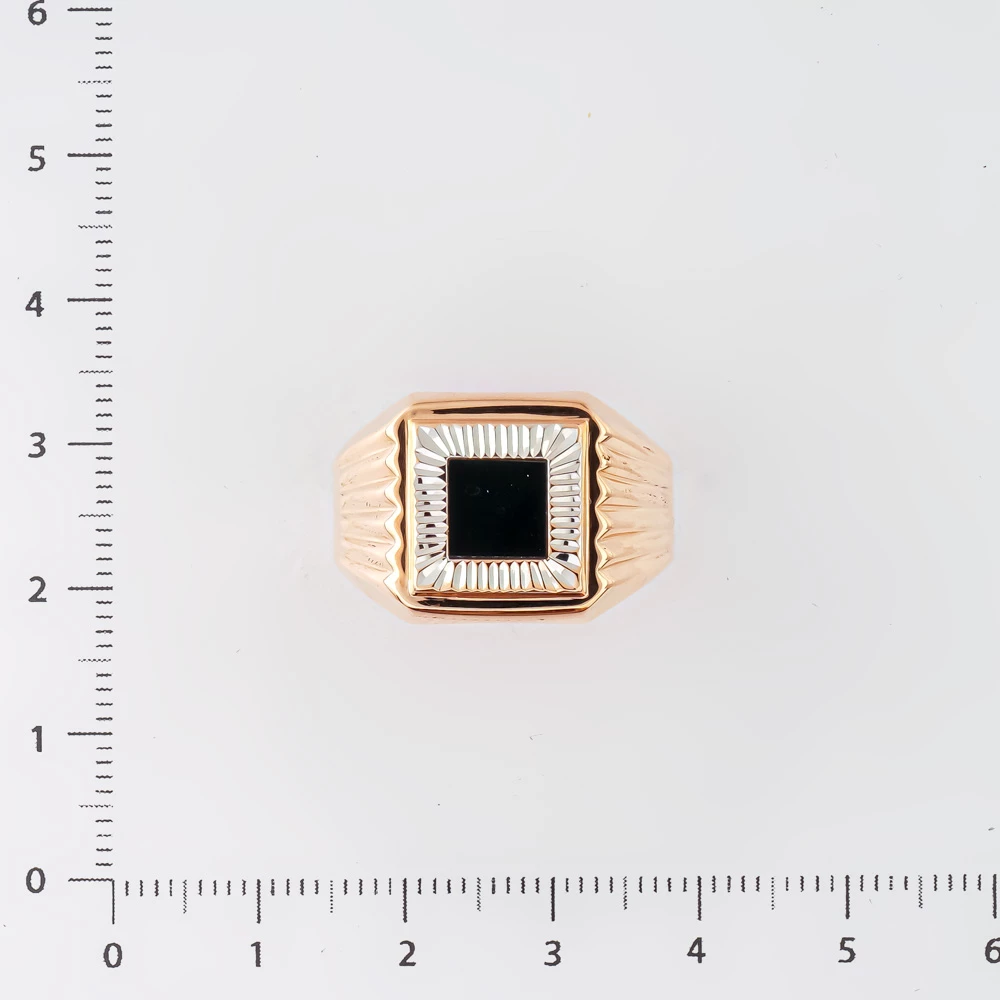 Кольцо с ониксом из красного золота 585 пробы