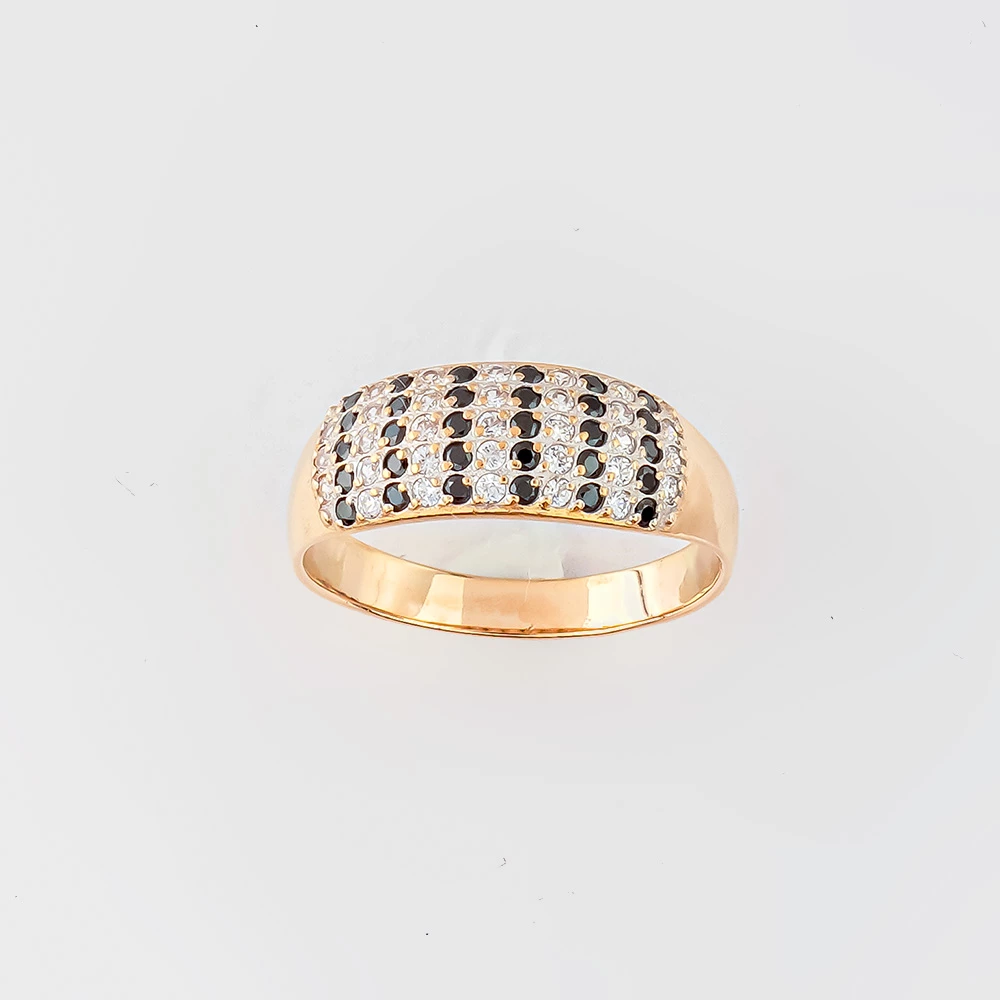 Кольцо с фианитом из красного золота 585 пробы