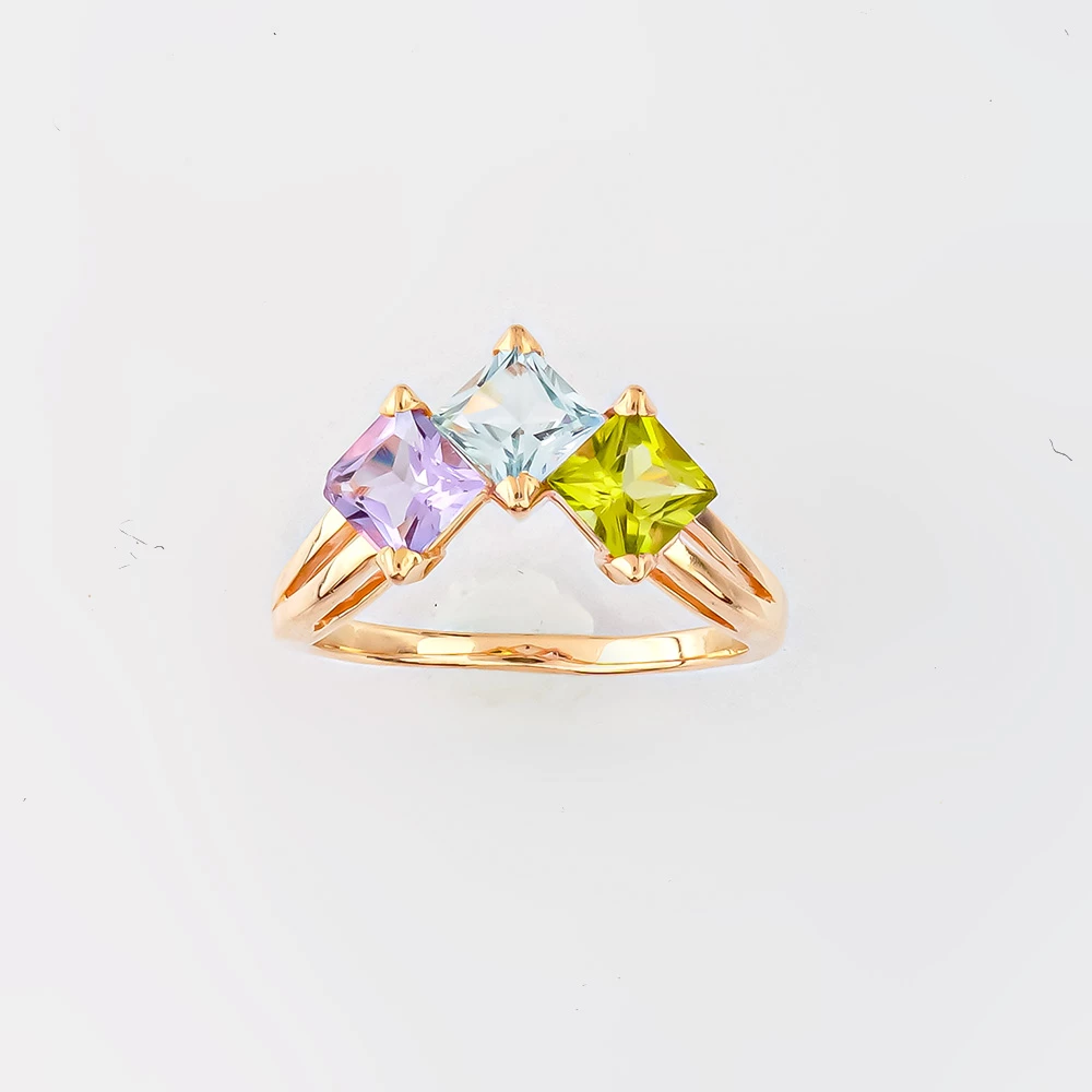 Кольцо с аметистом из красного золота 585 пробы