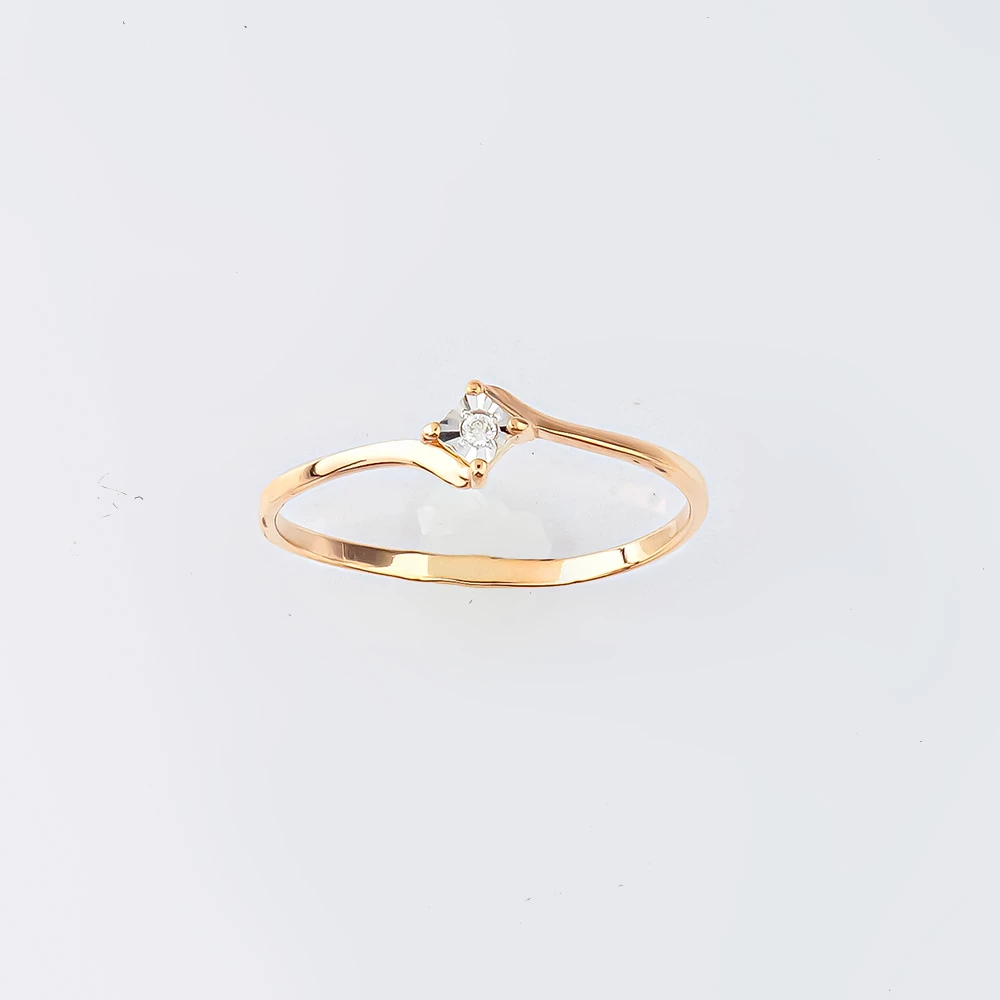 Кольцо с бриллиантом из красного золота 585 пробы