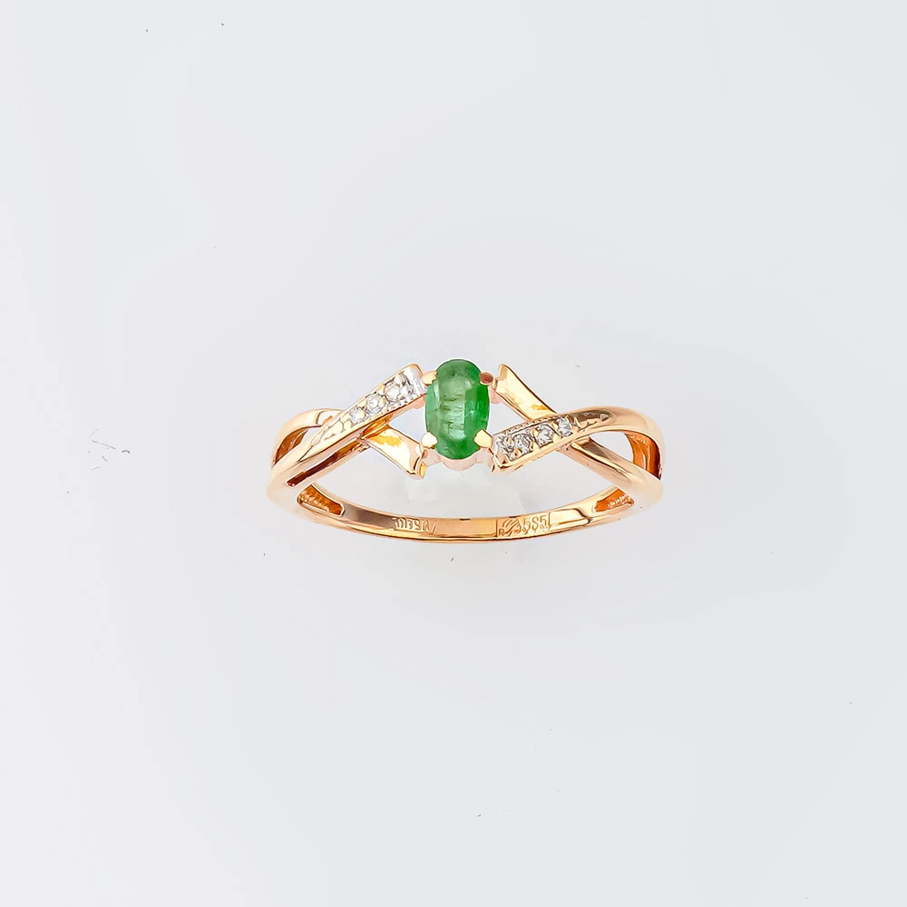 Кольцо с изумрудом из красного золота 585 пробы