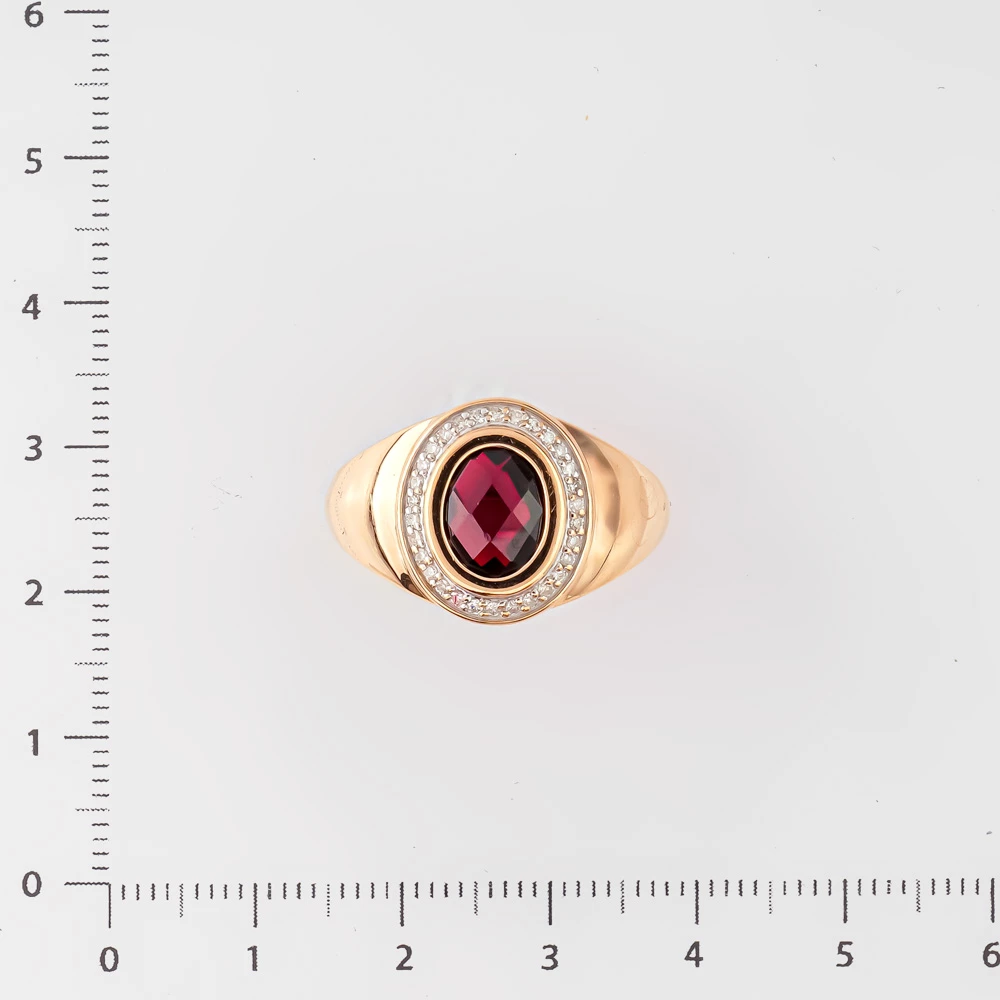 Кольцо с гранатом из красного золота 585 пробы