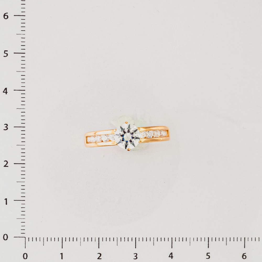 Кольцо с фианитом из красного золота 585 пробы