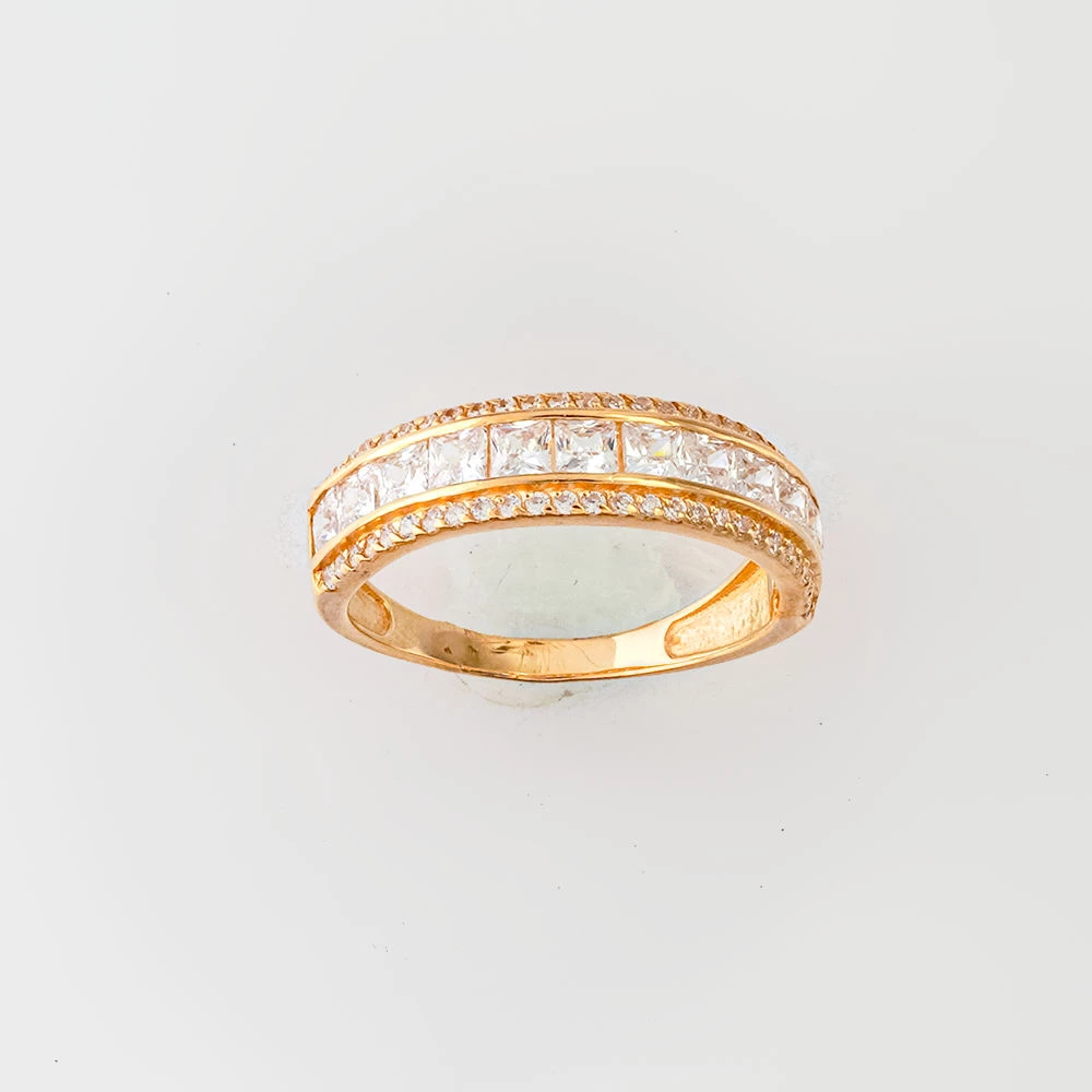 Кольцо с фианитом из красного золота 585 пробы