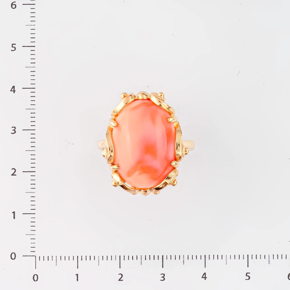 Кольцо с кораллом из красного золота 585 пробы