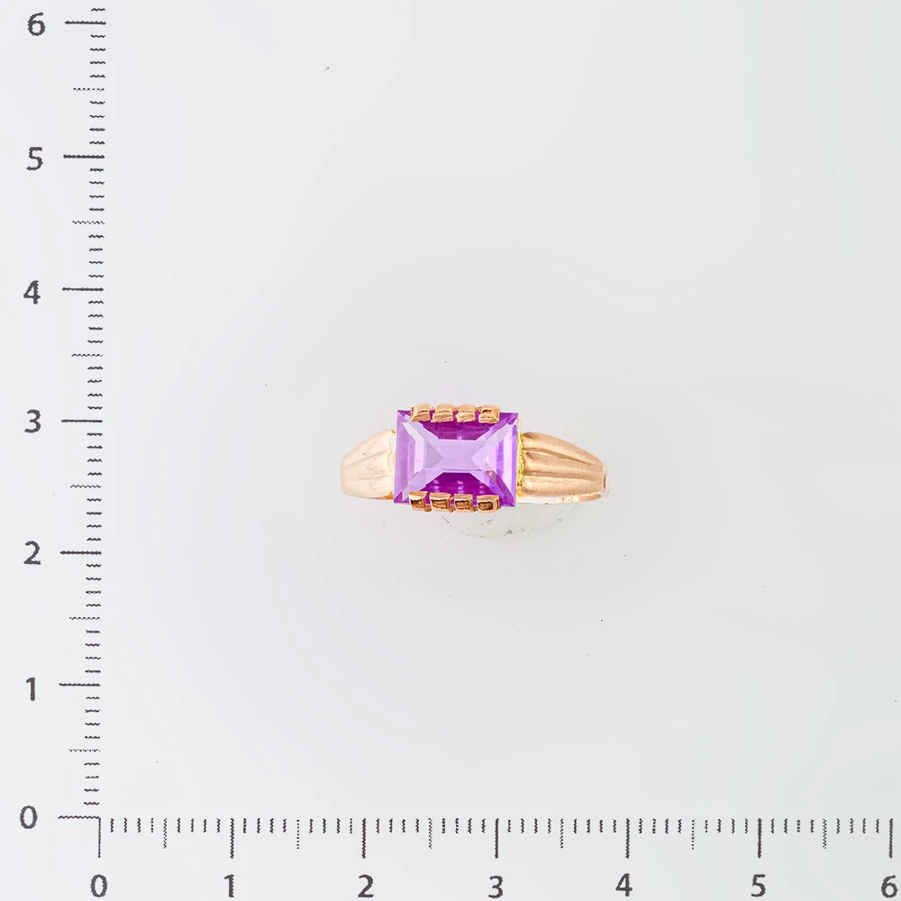 Кольцо с фианитом из красного золота 583 пробы