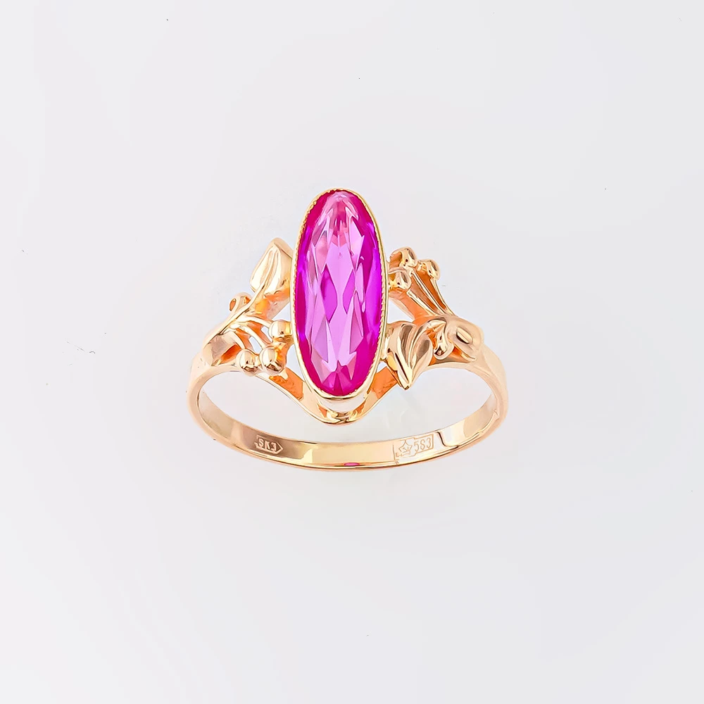 Кольцо с фианитом из красного золота 583 пробы