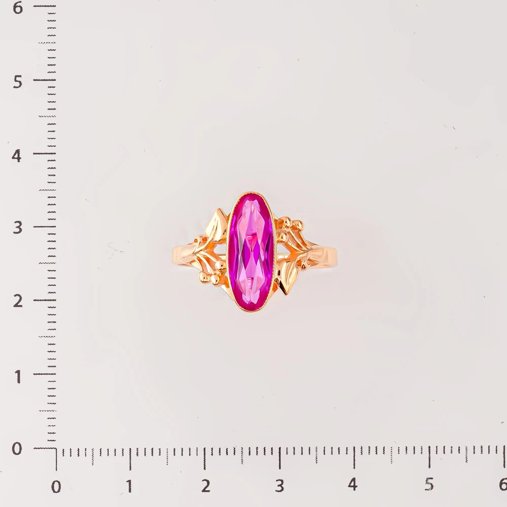 Кольцо с фианитом из красного золота 583 пробы