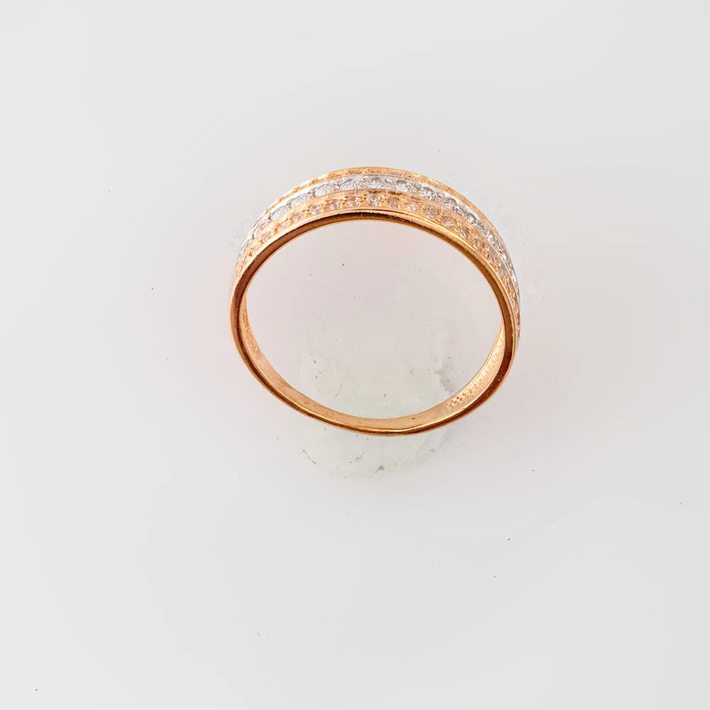 Кольцо с фианитом из красного золота 585 пробы