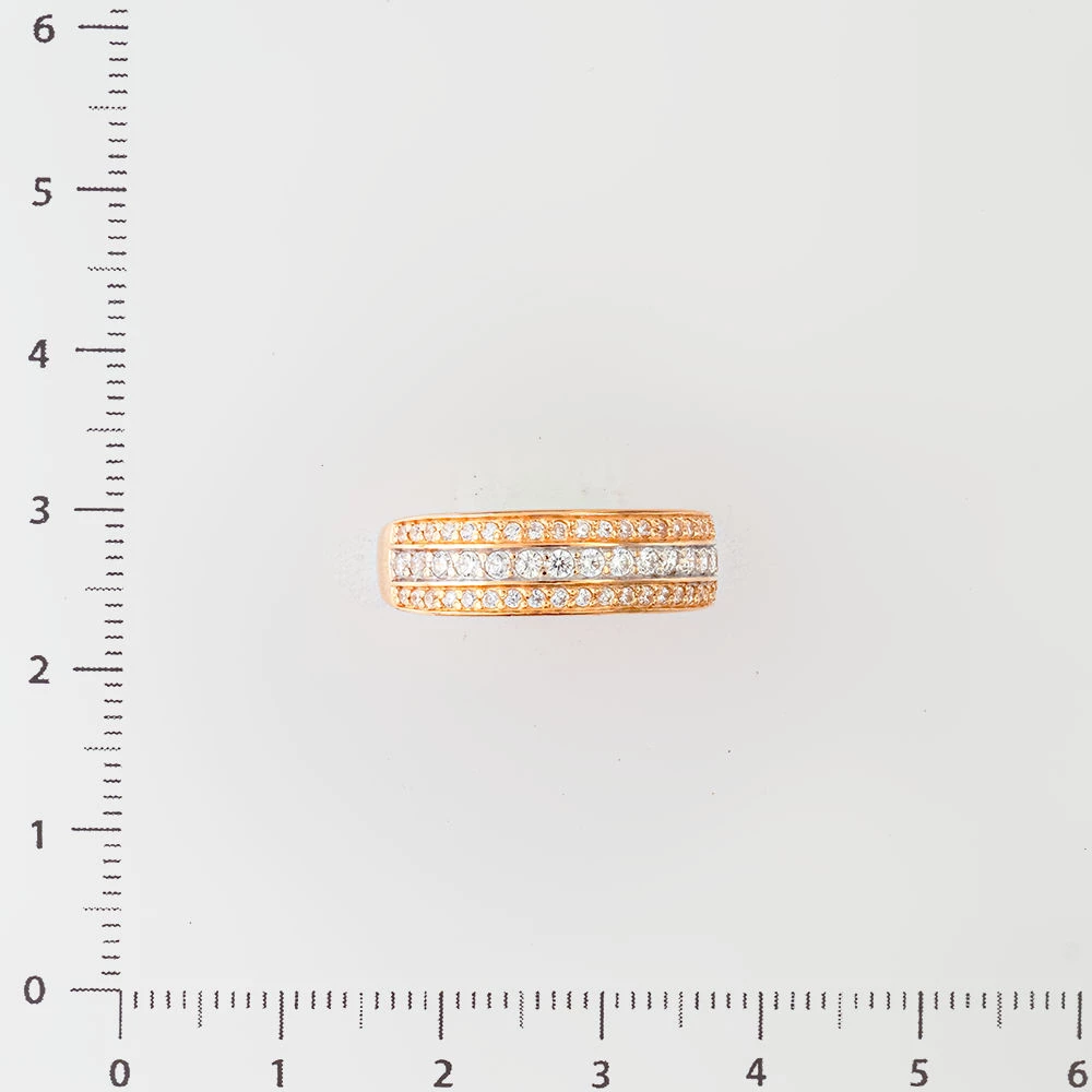 Кольцо с фианитом из красного золота 585 пробы