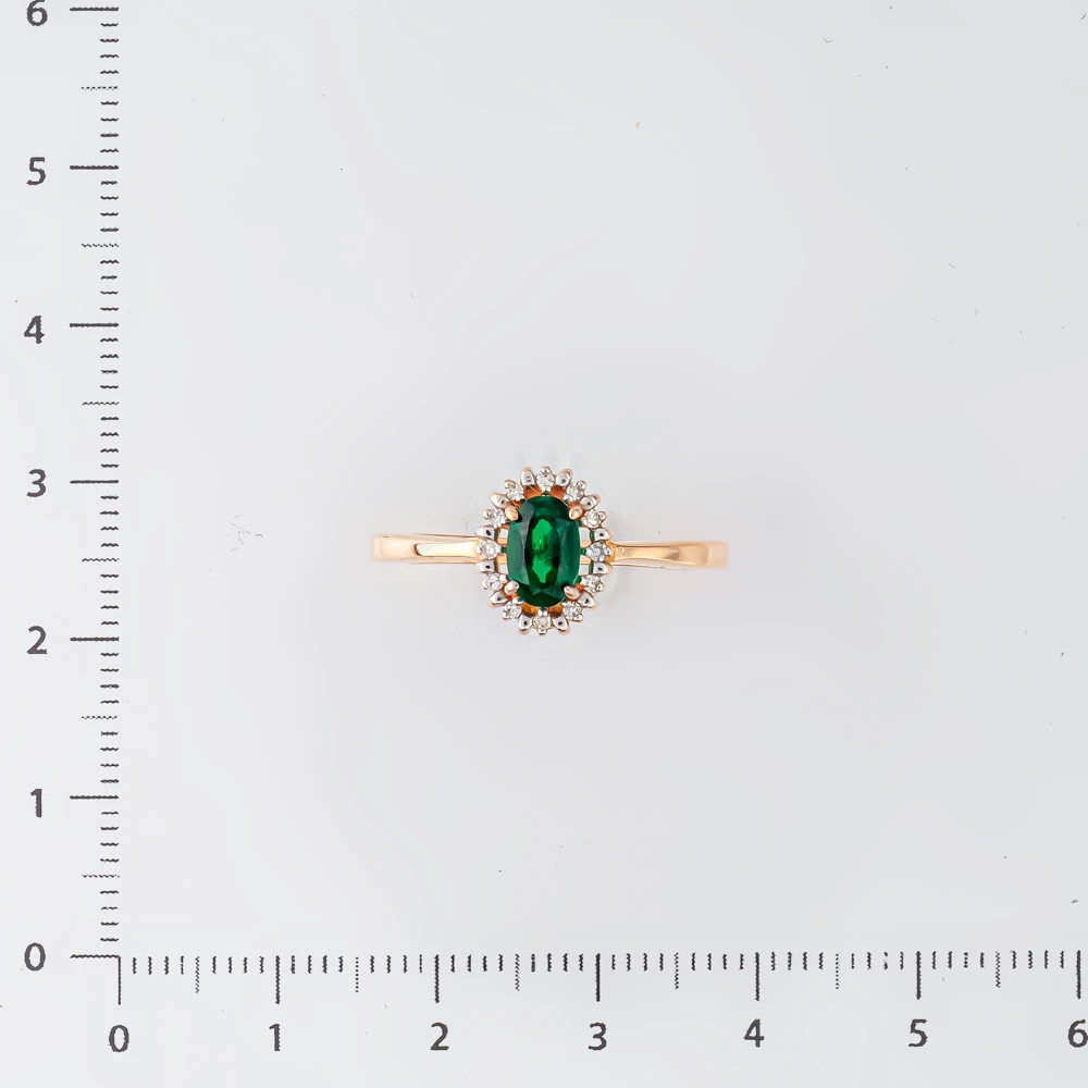 Кольцо с изумрудом синтетическим из красного золота 585 пробы