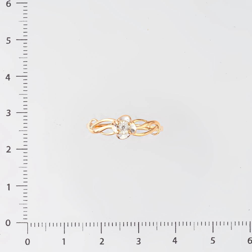 Кольцо с бриллиантом из красного золота 585 пробы