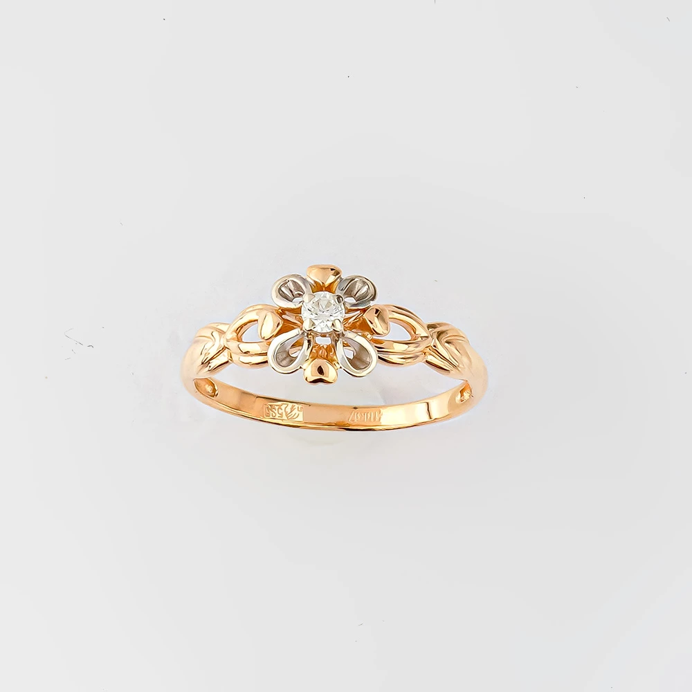 Кольцо с бриллиантом из красного золота 585 пробы