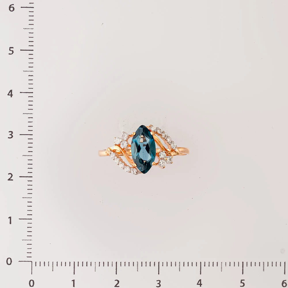 Кольцо с топазом лондон из красного золота 585 пробы