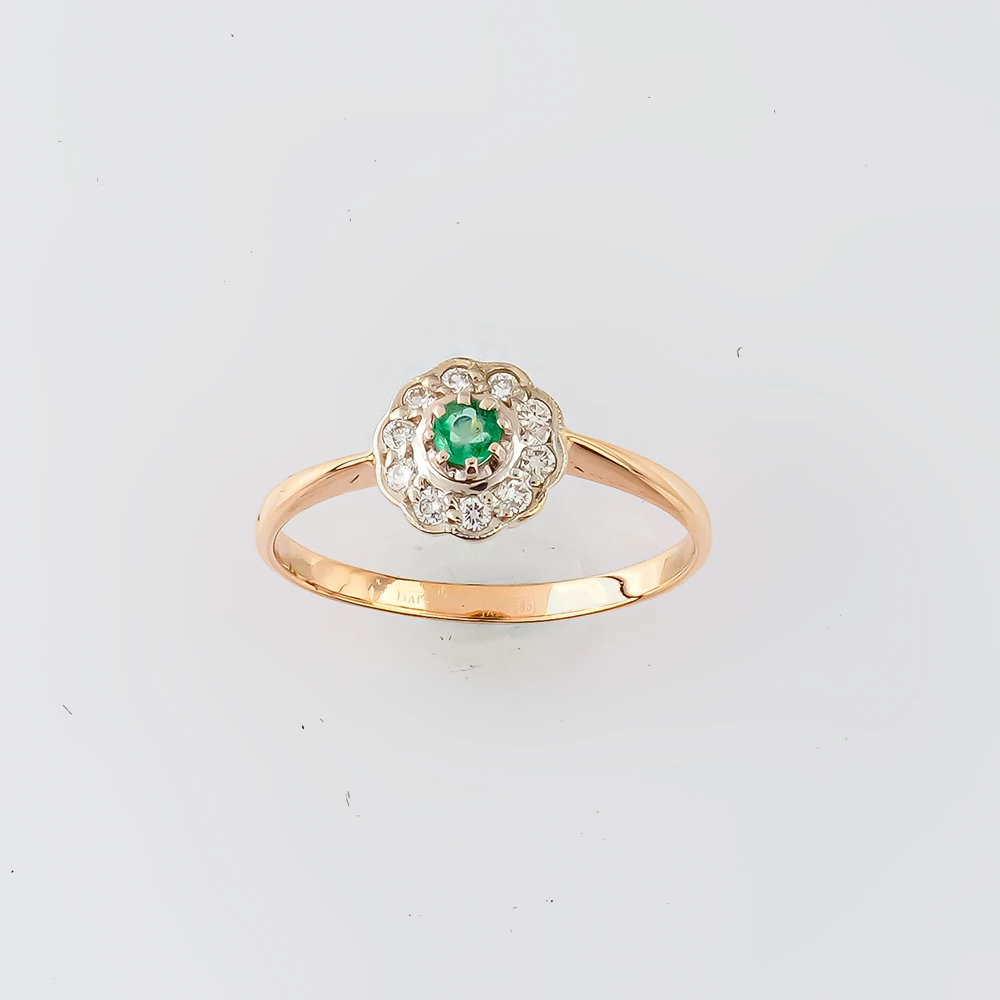 Кольцо с изумрудом из красного золота 585 пробы