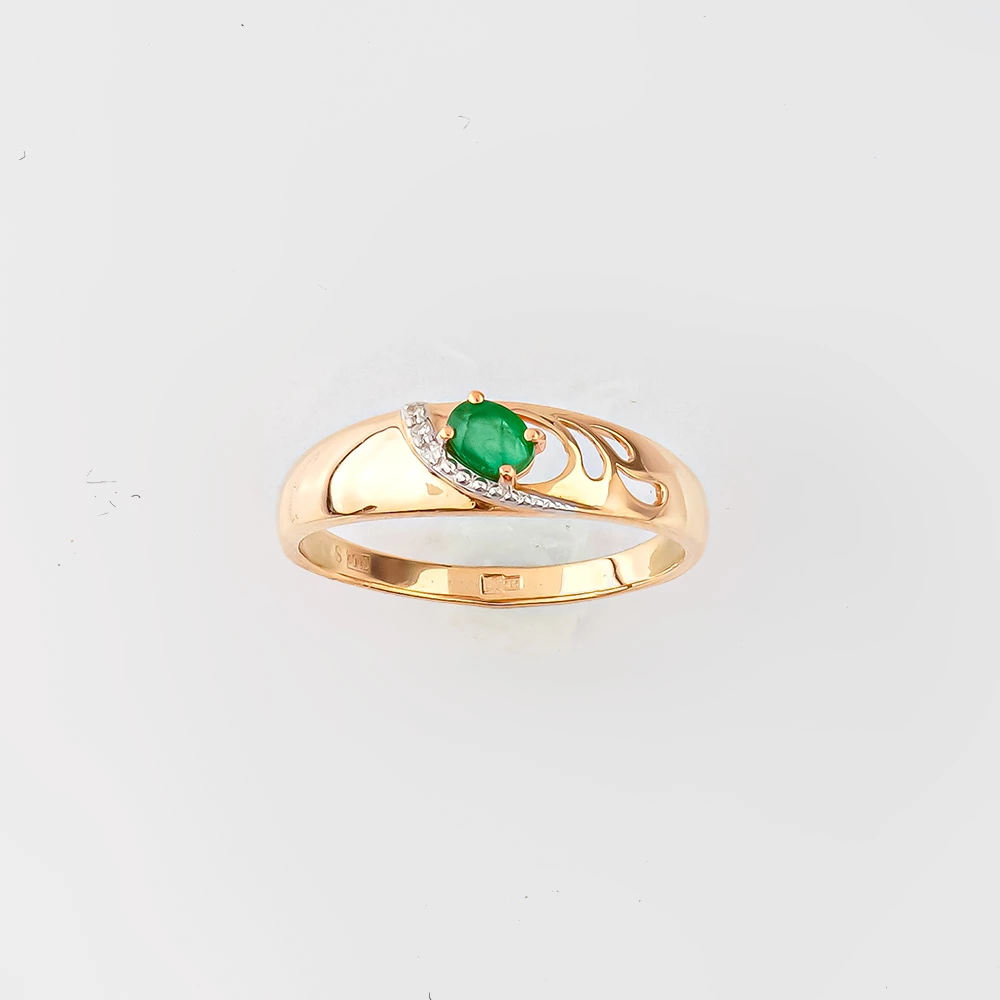 Кольцо с изумрудом из белого золота 585 пробы