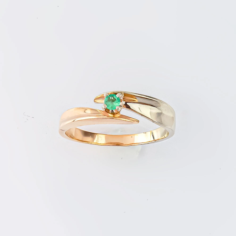 Кольцо с изумрудом из красного золота 585 пробы