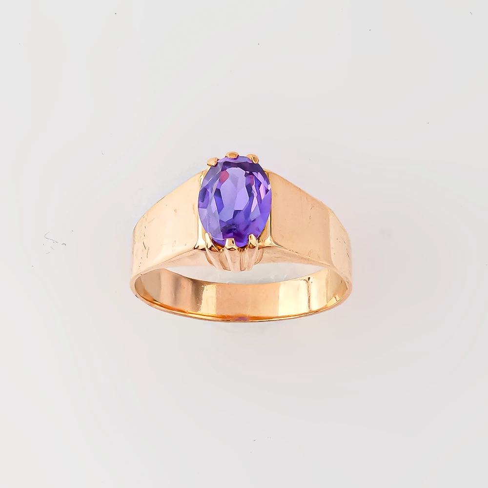 Кольцо с фианитом из красного золота 583 пробы