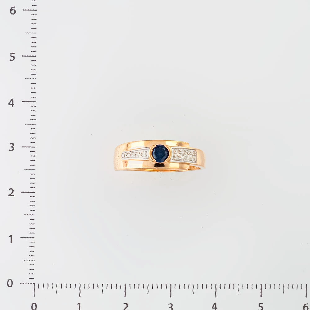 Кольцо с сапфиром синтетическим из красного золота 585 пробы