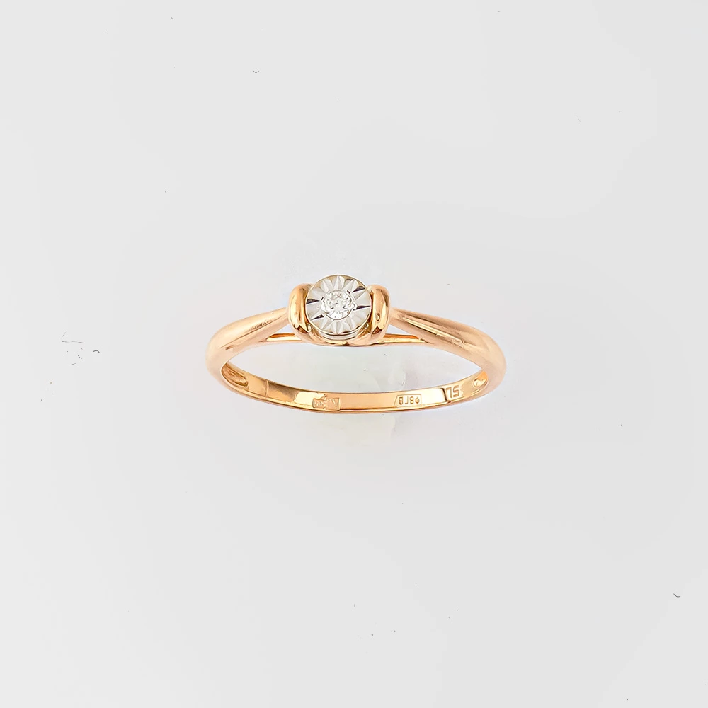 Кольцо с бриллиантом из красного золота 585 пробы