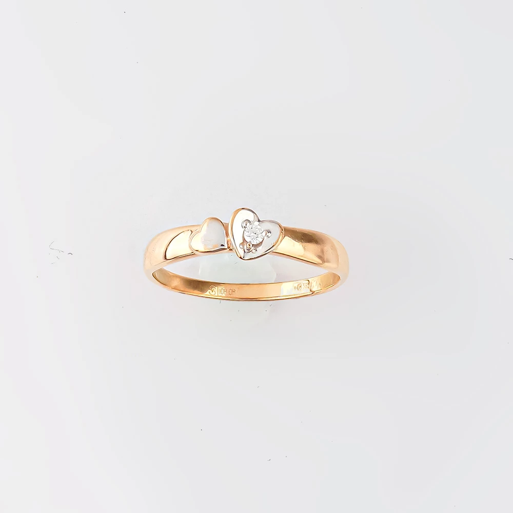 Кольцо с бриллиантом из красного золота 585 пробы