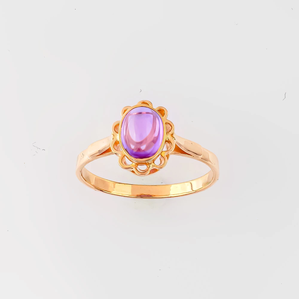 Кольцо с фианитом из красного золота 583 пробы