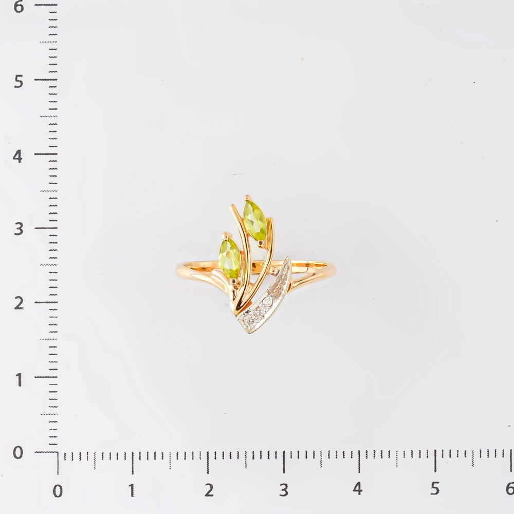 Кольцо с хризолитом из красного золота 585 пробы