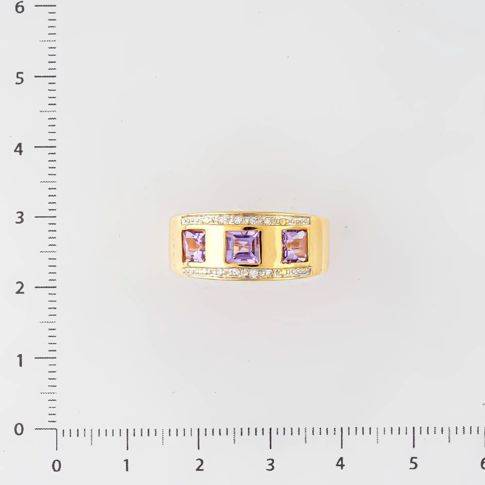 Кольцо с аметистом из желтого золота 750 пробы