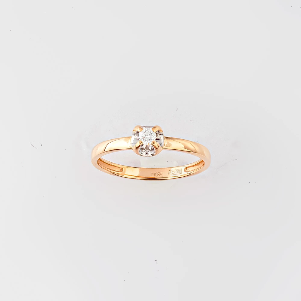 Кольцо с бриллиантом из красного золота 585 пробы