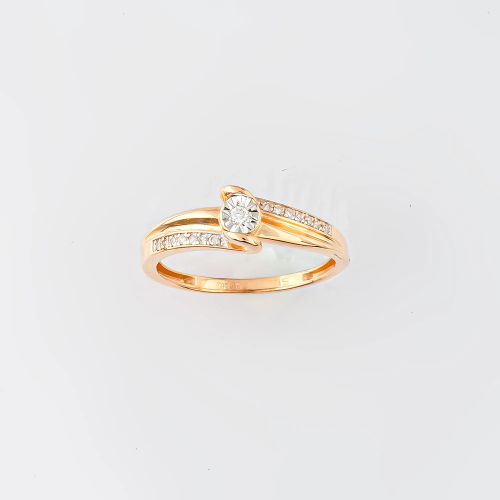 Кольцо с бриллиантом из красного золота 585 пробы