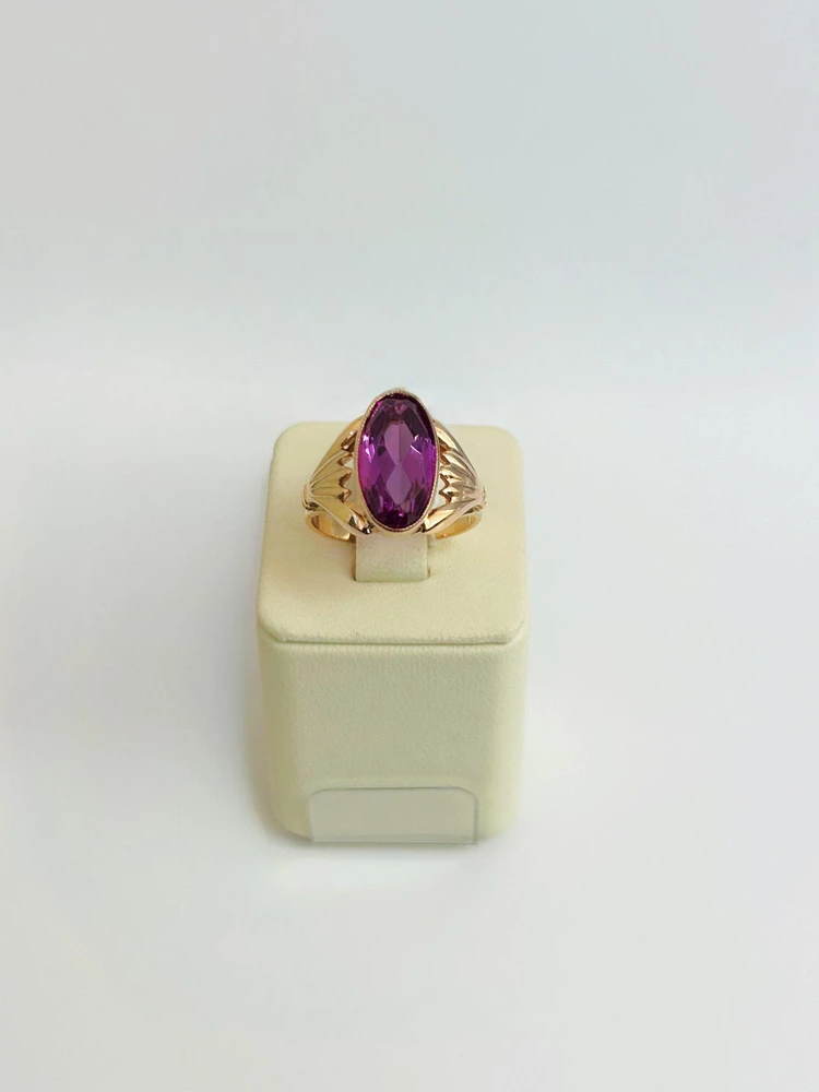 Кольцо с фианитом из красного золота 583 пробы