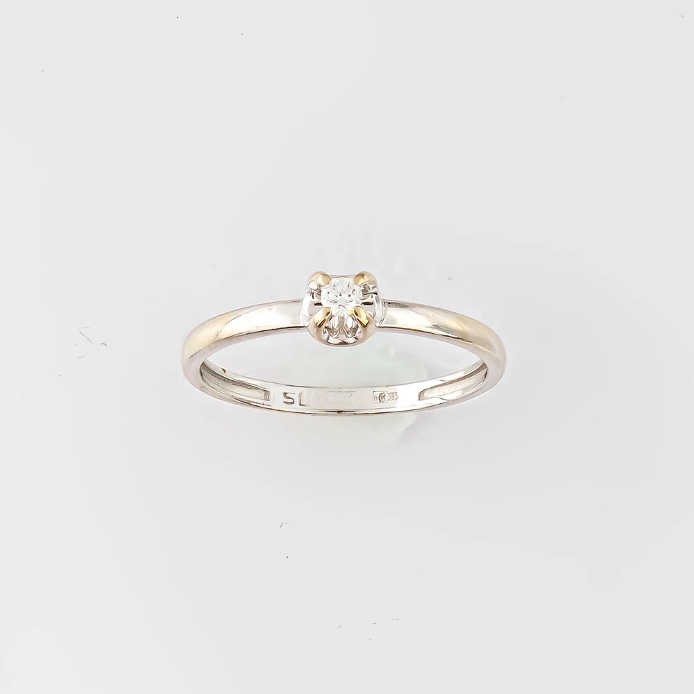 Кольцо с бриллиантом из белого золота 585 пробы