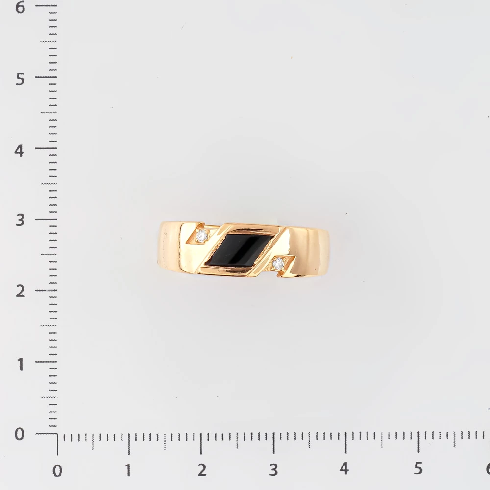 Кольцо с ониксом из красного золота 585 пробы