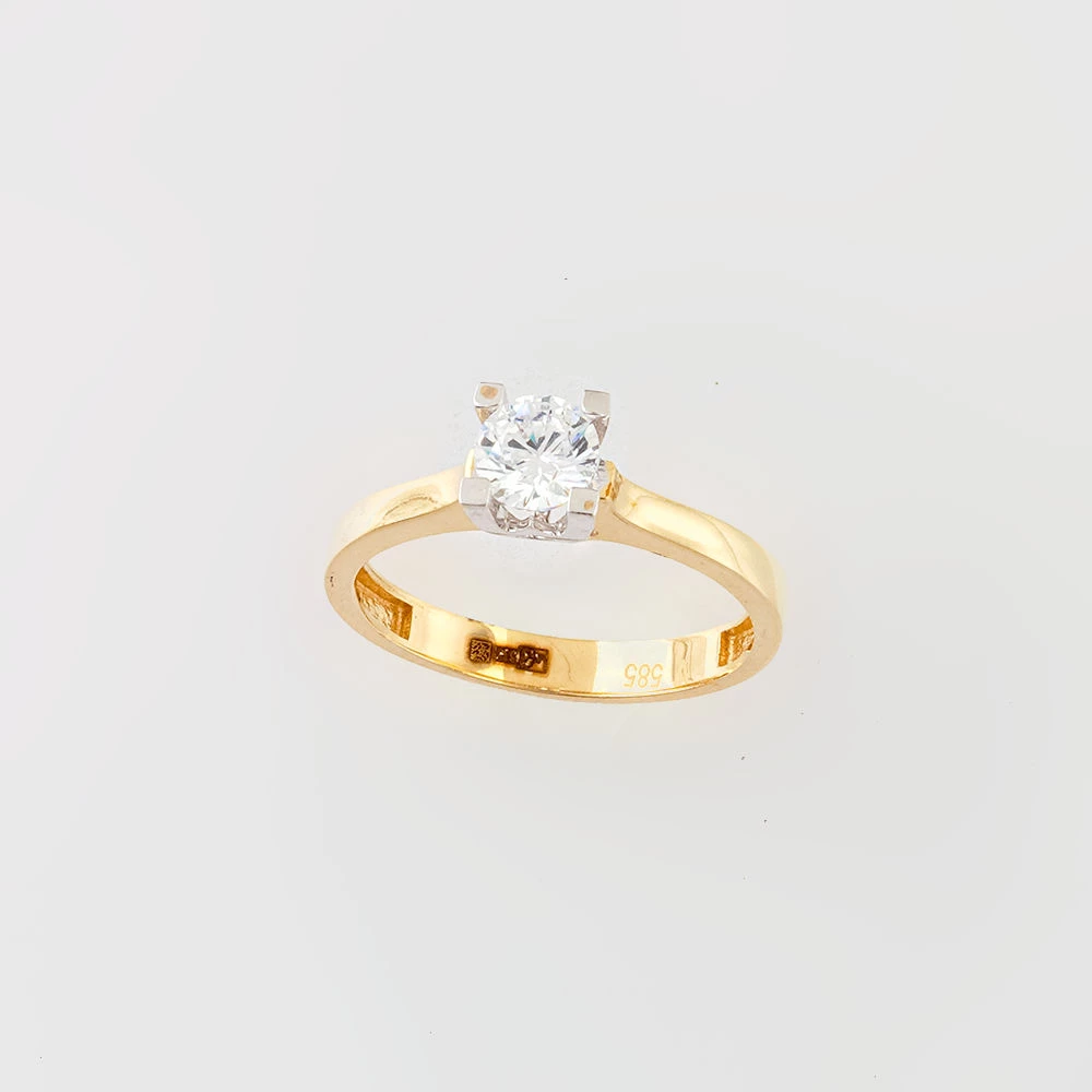 Кольцо с фианитом из желтого золота 585 пробы Кольцо с фианитом из желтого золота 585 пробы