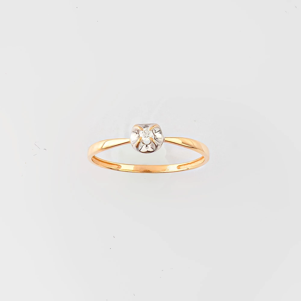 Кольцо с бриллиантом из красного золота 585 пробы