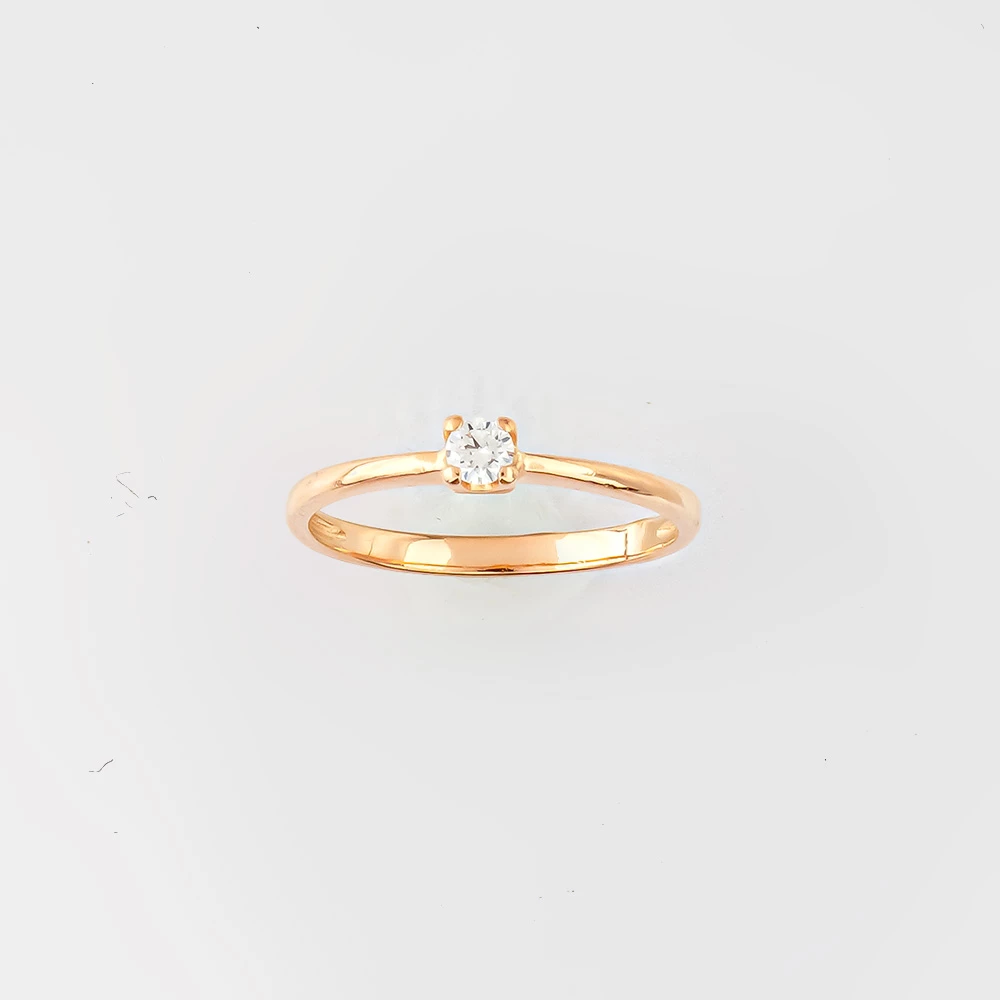 Кольцо с бриллиантом из красного золота 585 пробы