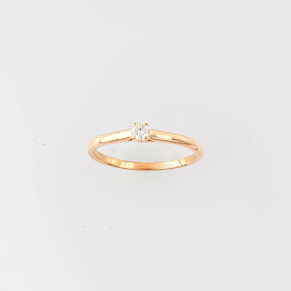 Кольцо с бриллиантом из красного золота 585 пробы