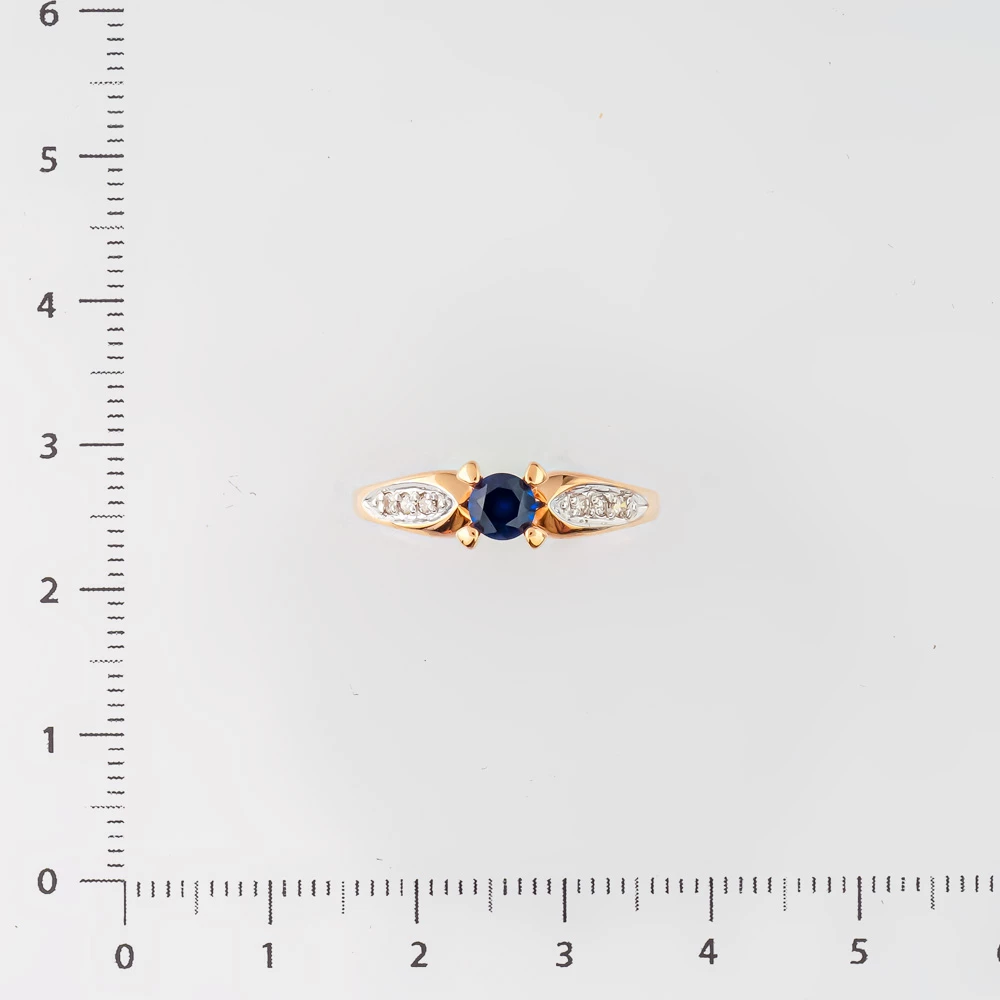 Кольцо с сапфиром синтетическим из красного золота 585 пробы