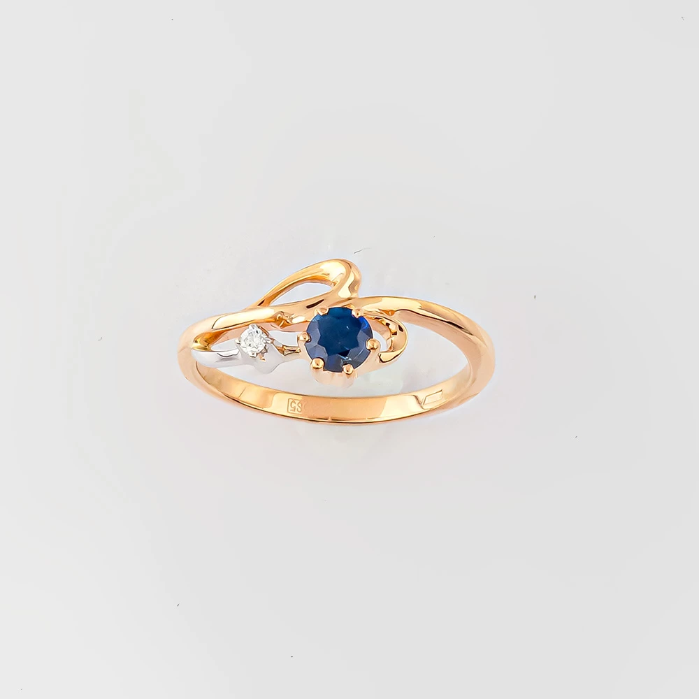 Кольцо с сапфиром из красного золота 585 пробы