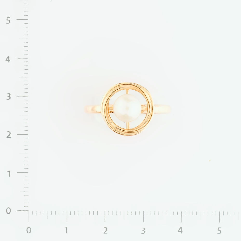 Кольцо с культивированным жемчугом из красного золота 585 пробы