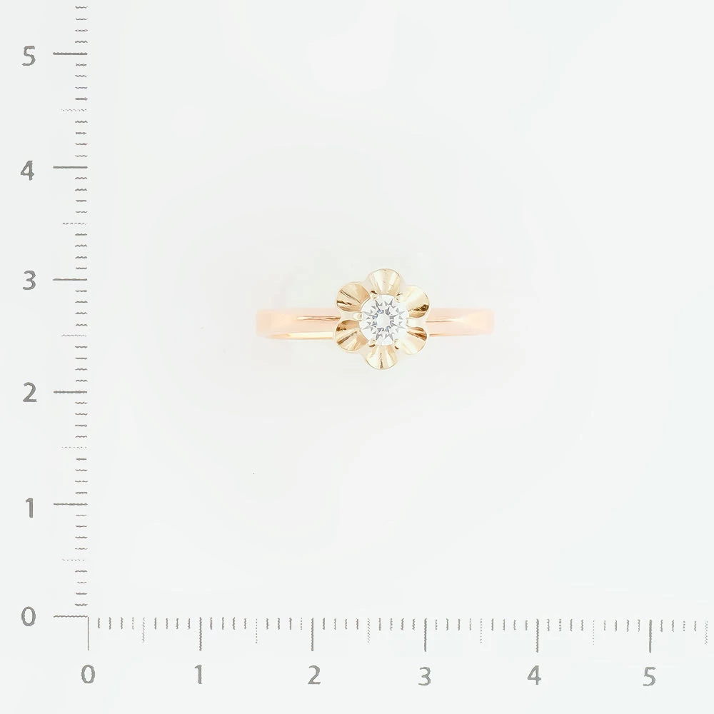 Кольцо с фианитом из красного золота 585 пробы