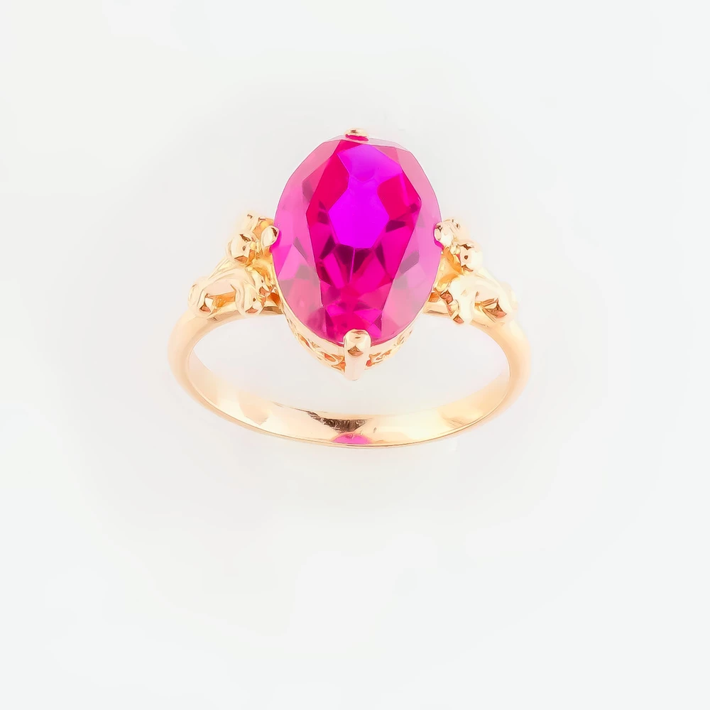 Кольцо с фианитом из красного золота 583 пробы