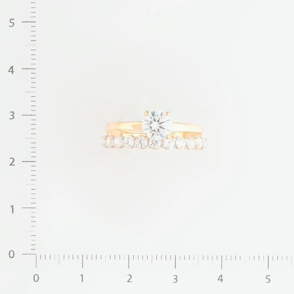 Кольцо с фианитом из красного золота 585 пробы