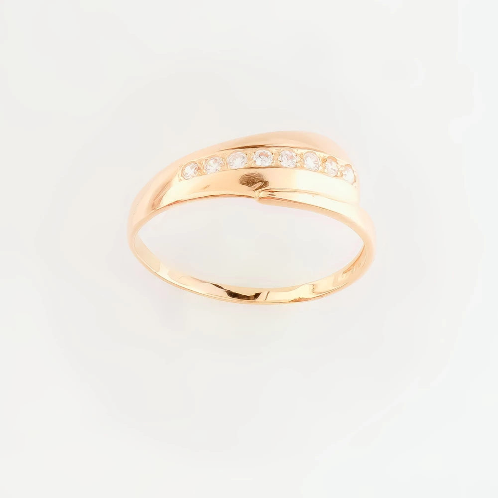 Кольцо с фианитом из красного золота 585 пробы