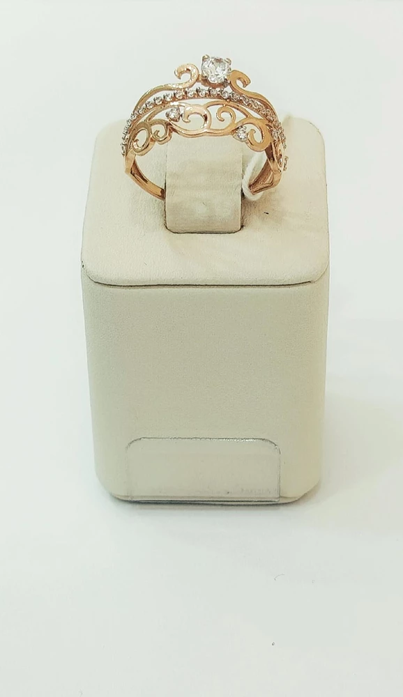 Кольцо с фианитом из красного золота 585 пробы