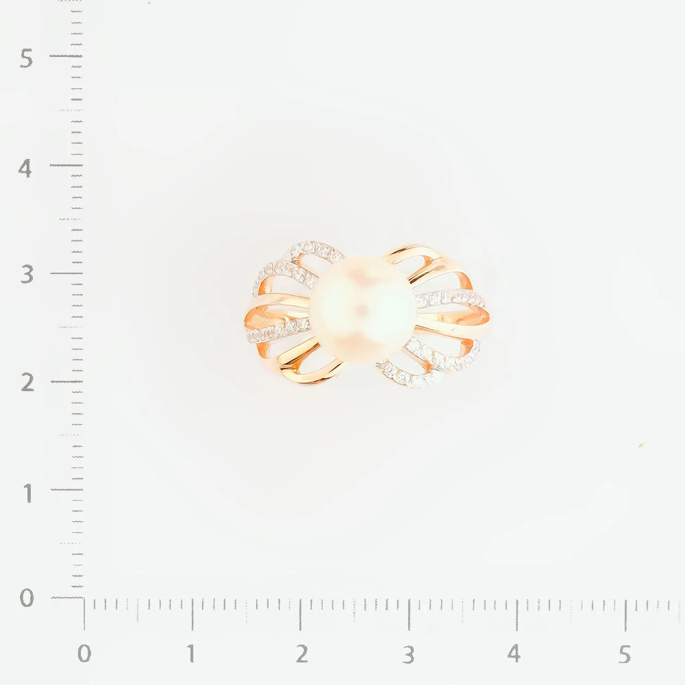 Кольцо с культивированным жемчугом из красного золота 585 пробы