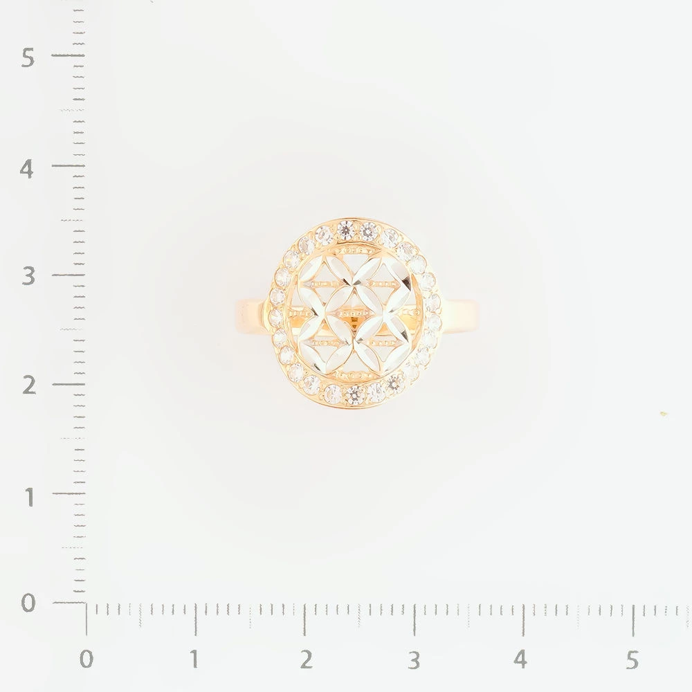 Кольцо с фианитом из красного золота 585 пробы