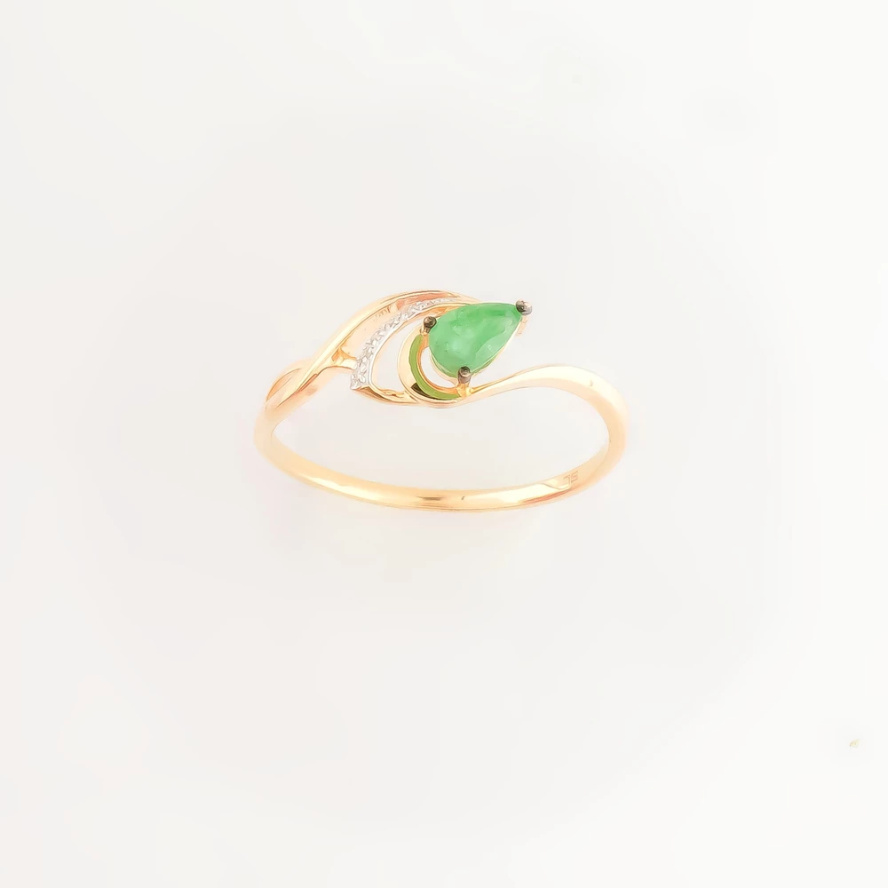 Кольцо с изумрудом из красного золота 585 пробы