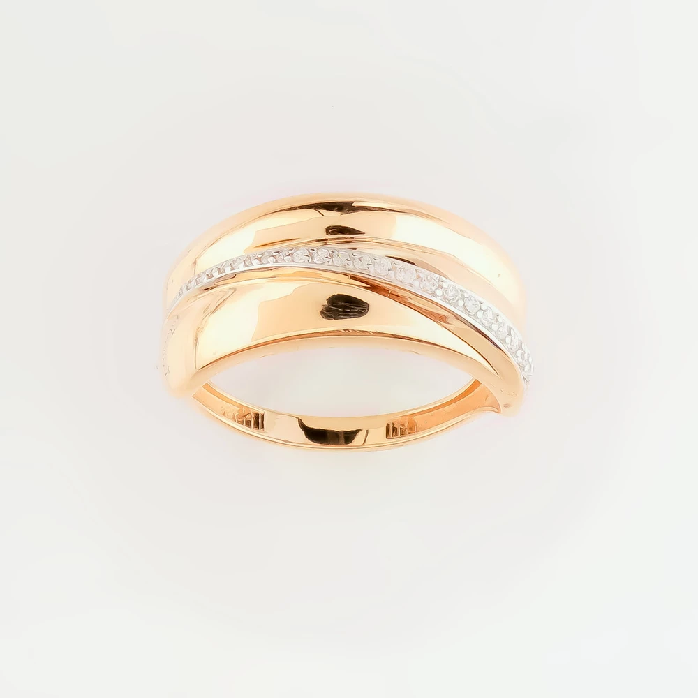 Кольцо с фианитом из красного золота 585 пробы