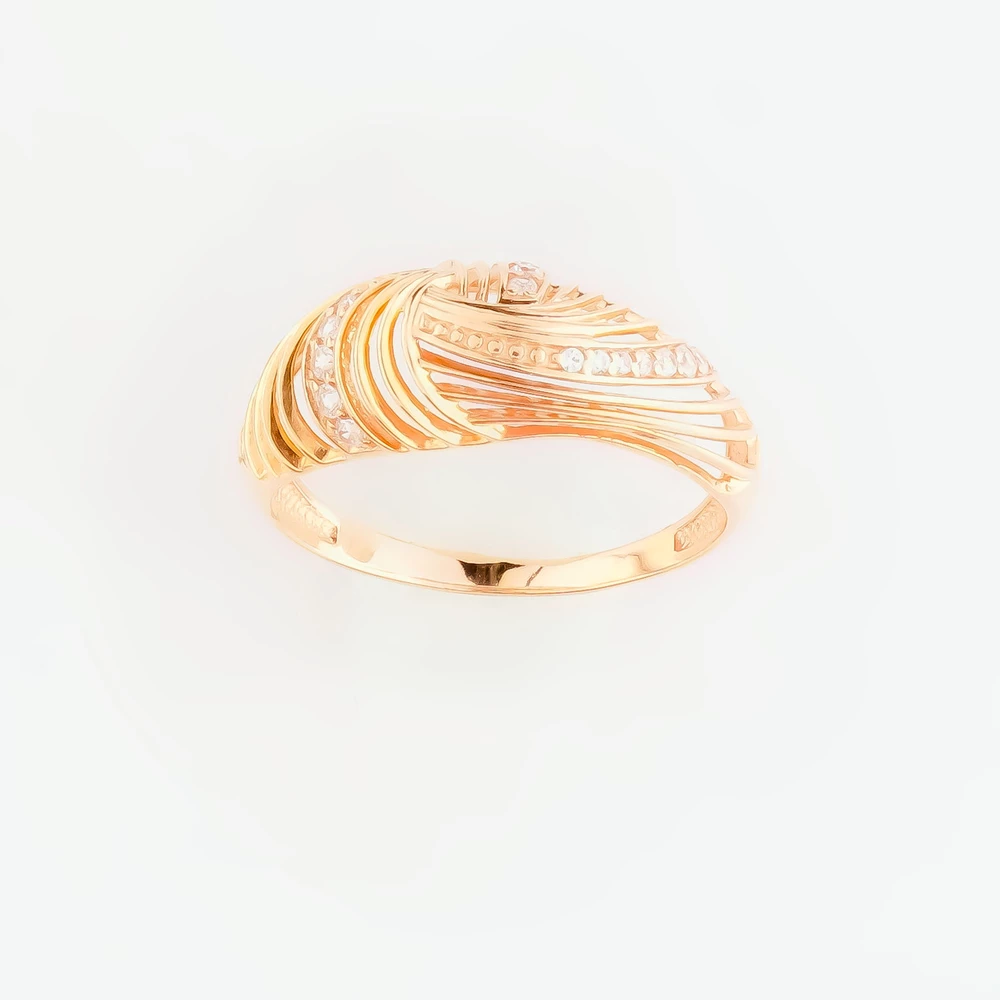 Кольцо с фианитом из красного золота 375 пробы